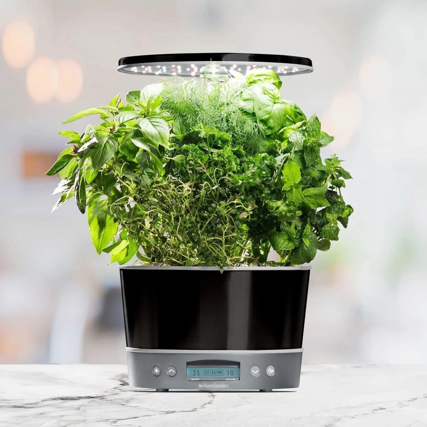 AeroGarden Harvest Elite 360 Indoor Garden Hydroponic System with LED Grow Light and Herb Kit, Holds up to 6 Pods, Platinum(Platinum)