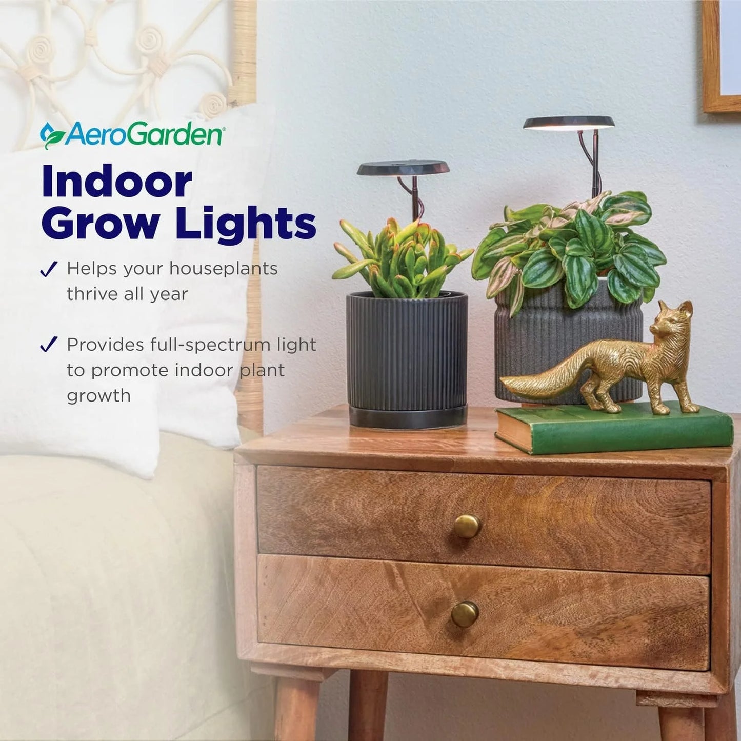 AeroGarden Stem Grow Light for Indoor Plants, Grow Live Plants Anywhere in the Home, Adjustable Light Modes, Black(Black)