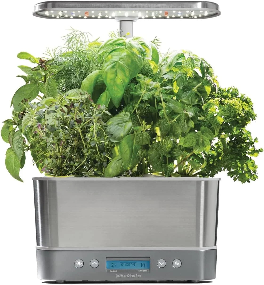 AeroGarden Harvest Elite Indoor Garden Hydroponic System with LED Grow Light and Seed Kit, Holds up to 6 Pods, Stainless Steel(Stainless Steel)
