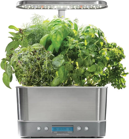 AeroGarden Harvest Elite Indoor Garden Hydroponic System with LED Grow Light and Seed Kit, Holds up to 6 Pods, Stainless Steel(Stainless Steel)