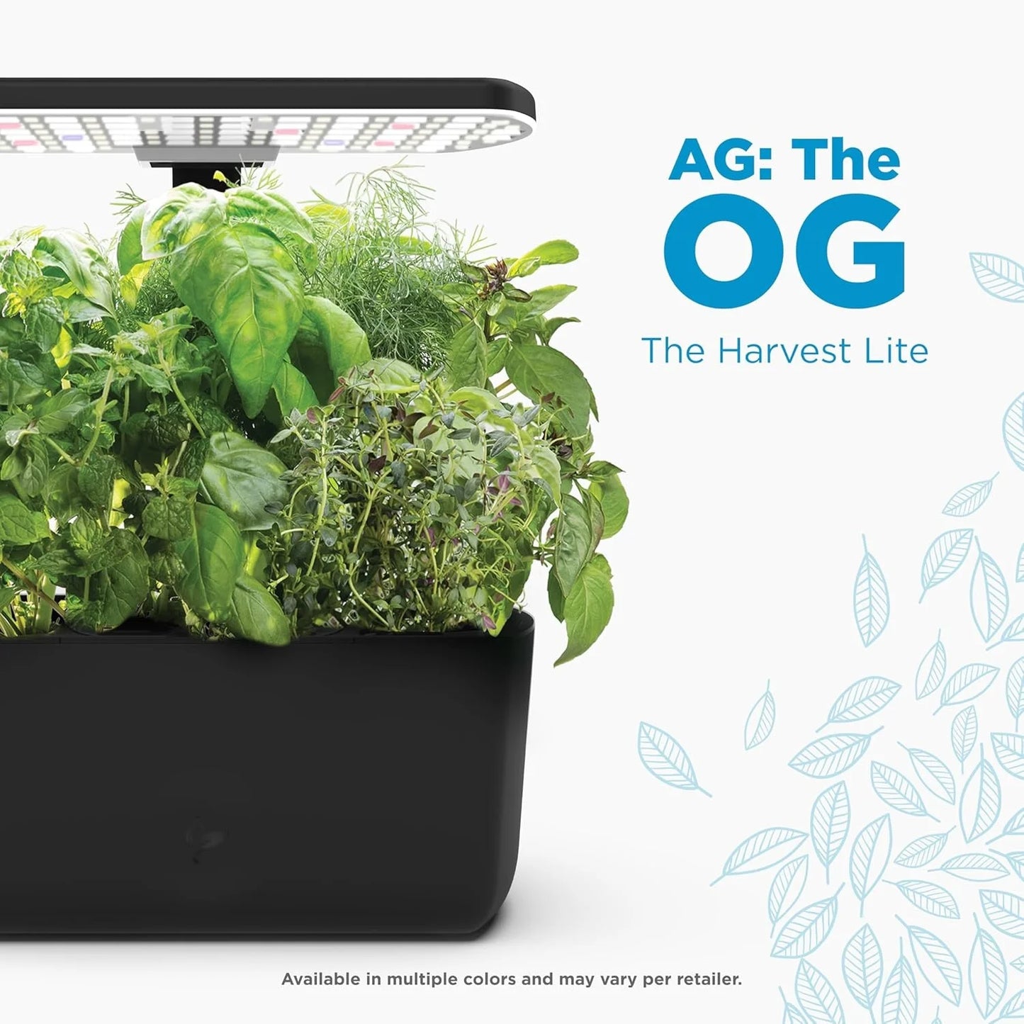 AeroGarden Harvest Indoor Garden Hydroponic System with LED Grow Light and Herb Kit, Holds up to 6 Pods, Black(Black)