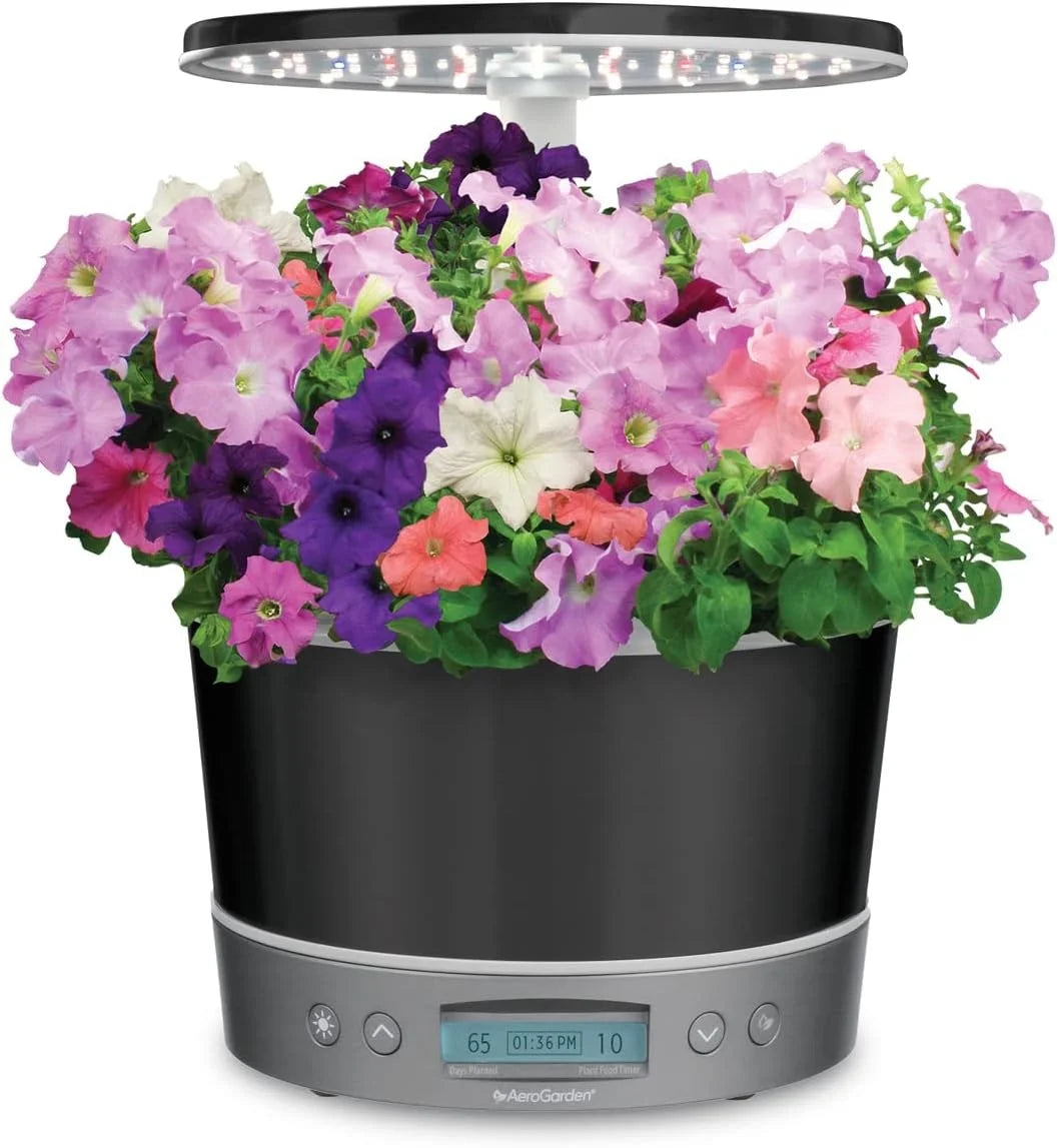 AeroGarden Harvest Elite 360 Indoor Garden Hydroponic System with LED Grow Light and Herb Kit, Holds up to 6 Pods, Platinum(Platinum)