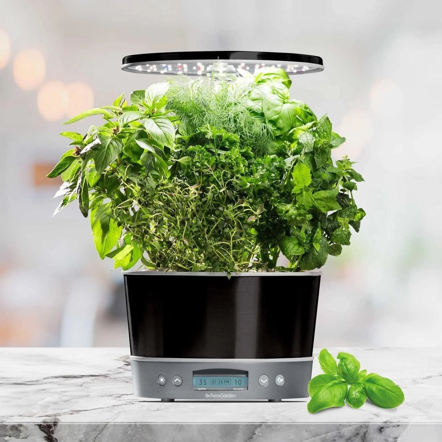 AeroGarden Harvest Elite 360 Indoor Garden Hydroponic System with LED Grow Light and Herb Kit, Holds up to 6 Pods, Platinum(Platinum)