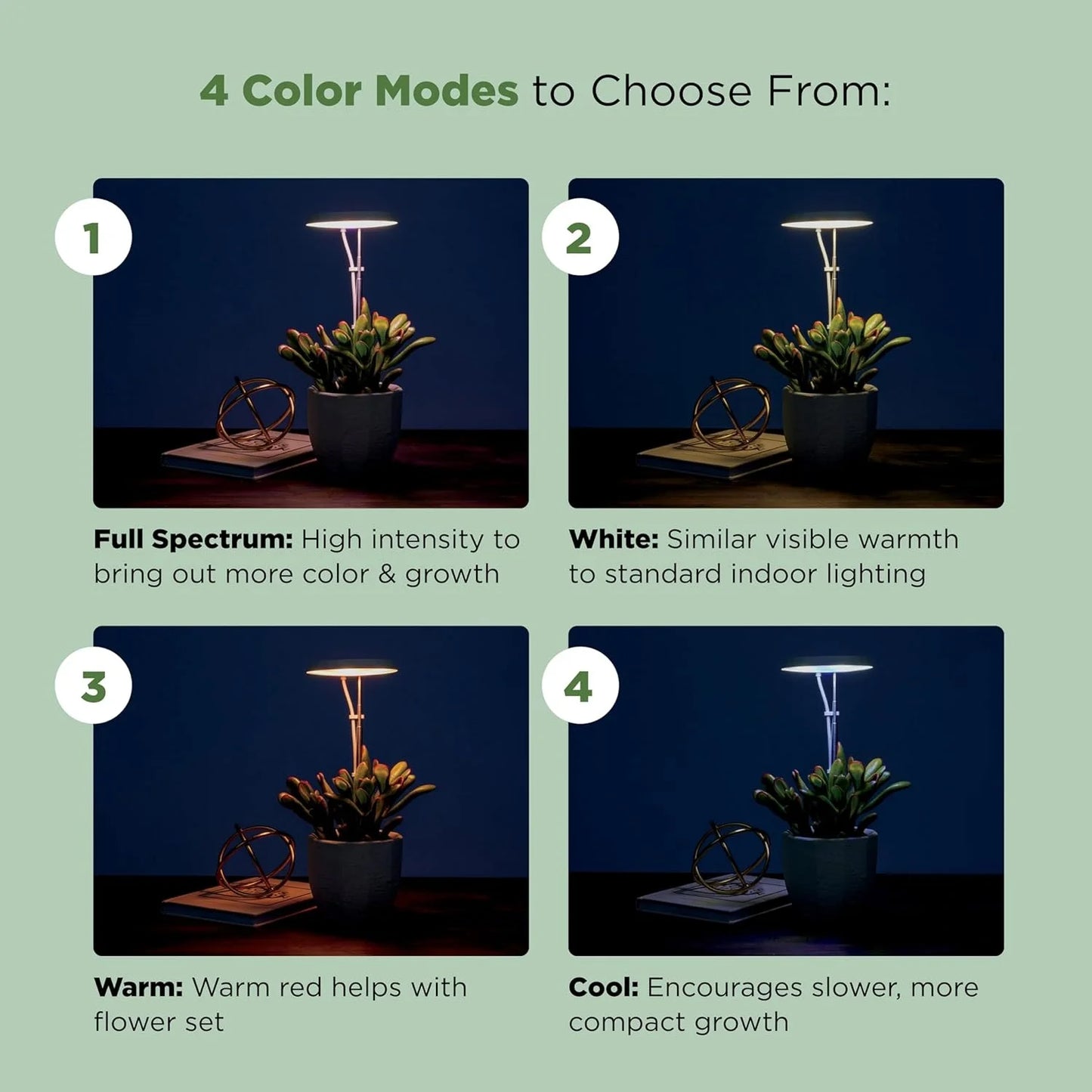 AeroGarden Stem Grow Light for Indoor Plants, Grow Live Plants Anywhere in the Home, Adjustable Light Modes, Black(Cream)