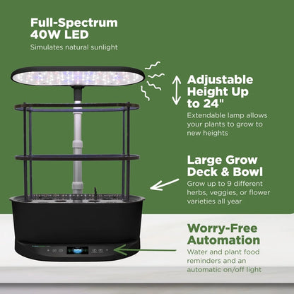 AeroGarden Bounty – Indoor Garden with LED Grow Light, WiFi and Alexa Compatible, Black