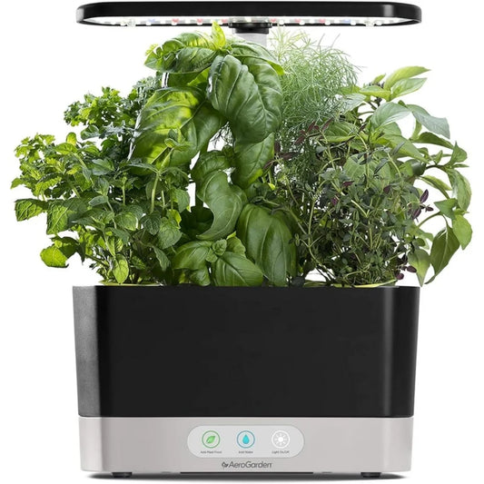 AeroGarden Harvest Lite in Mocha, Soil-Free Indoor Hydroponic Garden with LED Grow Light for Year-Round Gardening of up to 6 Herbs and Vegetables(Black)