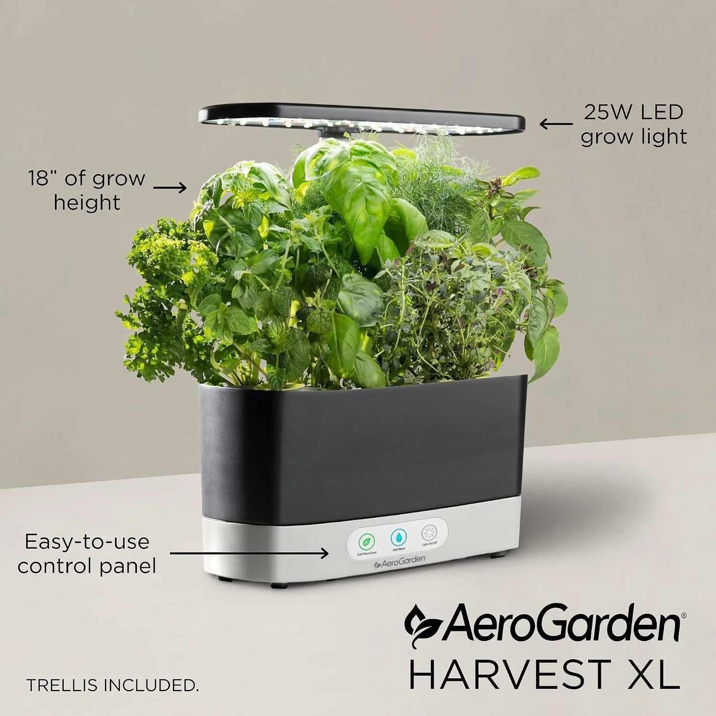 AeroGarden Harvest XL Indoor Garden Hydroponic System with LED Grow Light and Herb Kit, Holds up to 6 Pods, White