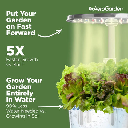 AeroGarden Harvest Elite 360 Indoor Garden Hydroponic System with LED Grow Light and Herb Kit, Holds up to 6 Pods, Platinum(White)