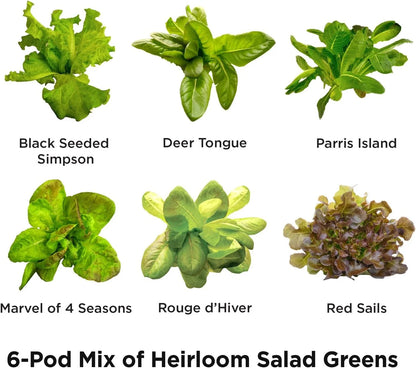 AeroGarden Heirloom Salad Greens Mix Seed Pod Kit – Salad Kit for AeroGarden Indoor Garden, 9-Pod(6-pod)