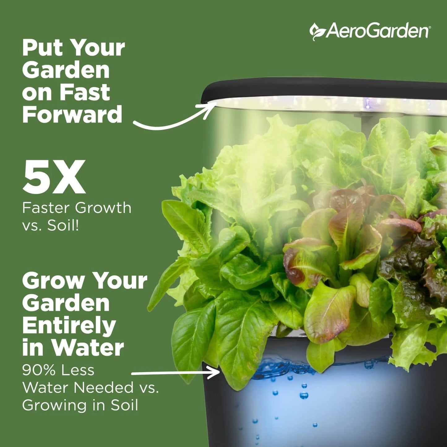 AeroGarden Bounty – Indoor Garden with LED Grow Light, WiFi and Alexa Compatible, Black