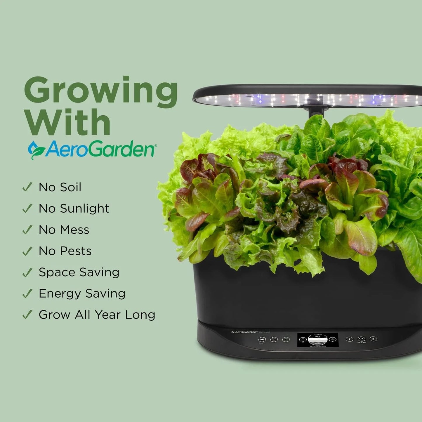 AeroGarden Bounty Basic – Indoor Garden with LED Grow Light, Black(Black)
