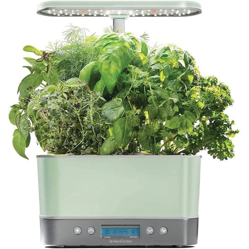 AeroGarden Harvest Elite Indoor Garden Hydroponic System with LED Grow Light and Seed Kit, Holds up to 6 Pods, Stainless Steel(Sage)