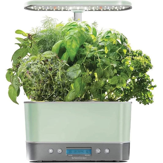 AeroGarden Harvest Elite Indoor Garden Hydroponic System with LED Grow Light and Seed Kit, Holds up to 6 Pods, Stainless Steel(Sage)