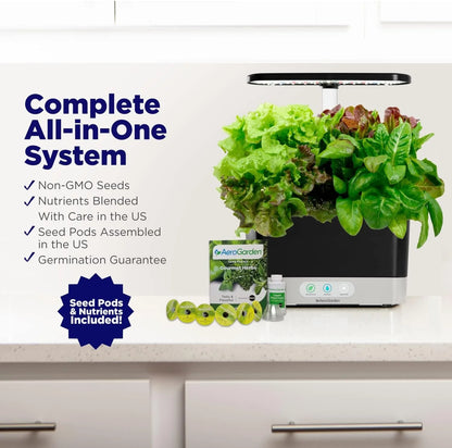 AeroGarden Harvest Lite in Mocha, Soil-Free Indoor Hydroponic Garden with LED Grow Light for Year-Round Gardening of up to 6 Herbs and Vegetables(Black)