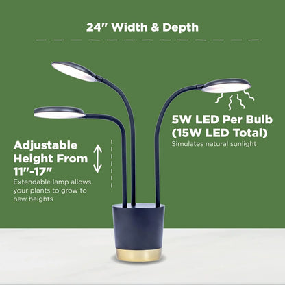 AeroGarden Trio Grow Light for Indoor Plants, Grow Live Plants Anywhere in The Home, Adjustable Light Modes, Black(Black)