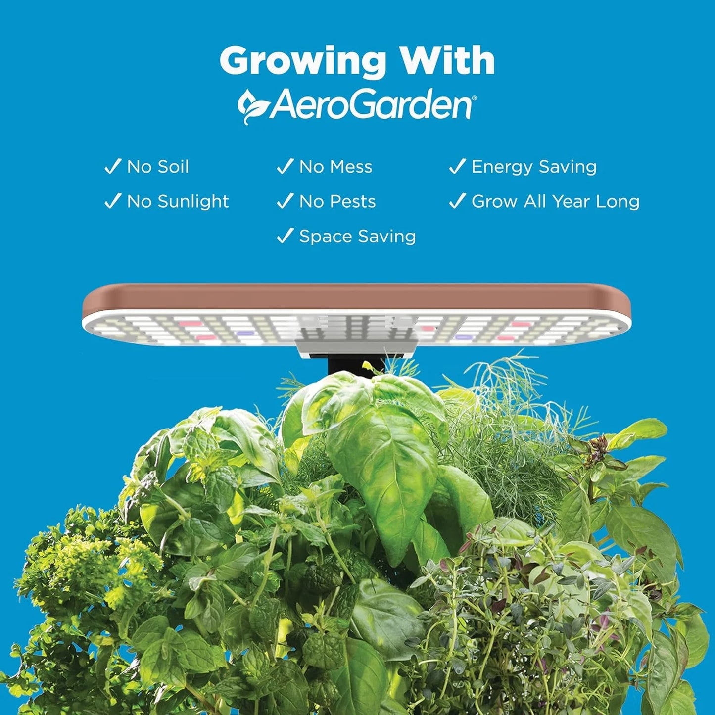 AeroGarden Harvest Lite in Mocha, Soil-Free Indoor Hydroponic Garden with LED Grow Light for Year-Round Gardening of up to 6 Herbs and Vegetables(Mocha)