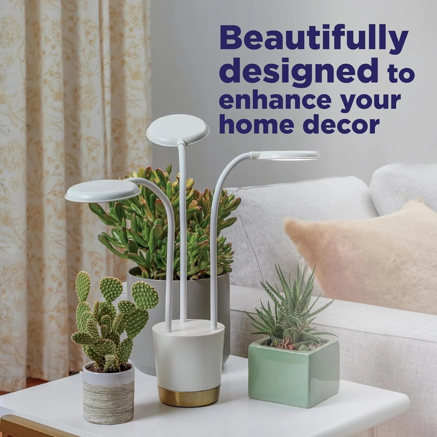 AeroGarden Trio Grow Light for Indoor Plants, Grow Live Plants Anywhere in The Home, Adjustable Light Modes, Cream(Cream)