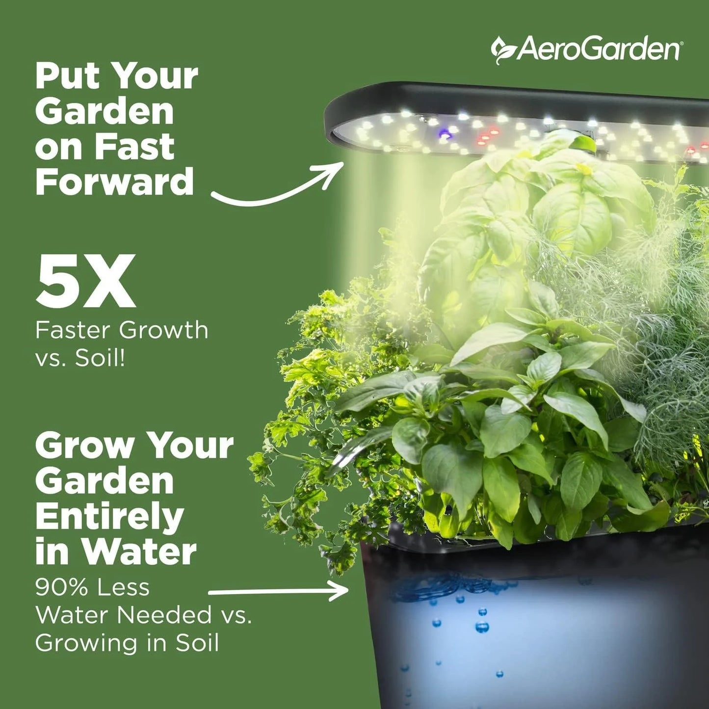 AeroGarden Harvest Indoor Garden Hydroponic System with LED Grow Light and Herb Kit, Holds up to 6 Pods, Black(White)