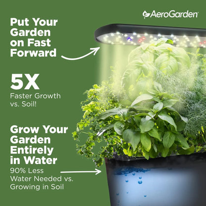 AeroGarden Harvest Indoor Garden Hydroponic System with LED Grow Light and Herb Kit, Holds up to 6 Pods, Black(White)