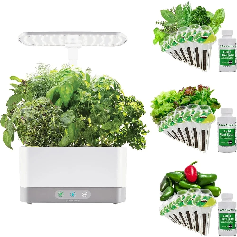 AeroGarden Harvest XL Indoor Garden Hydroponic System with LED Grow Light and Herb Kit, Holds up to 6 Pods, White