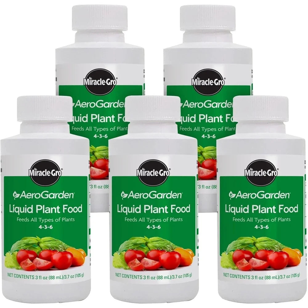 AeroGarden 3 fl. oz. Liquid Plant Food by Miracle-Gro, 5 Pack Bundle – for Use in All Soil-Free Hydroponic Indoor Gardens