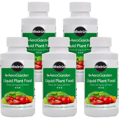 AeroGarden 3 fl. oz. Liquid Plant Food by Miracle-Gro, 5 Pack Bundle – for Use in All Soil-Free Hydroponic Indoor Gardens