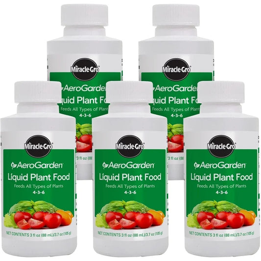 AeroGarden 3 fl. oz. Liquid Plant Food by Miracle-Gro, 5 Pack Bundle – for Use in All Soil-Free Hydroponic Indoor Gardens