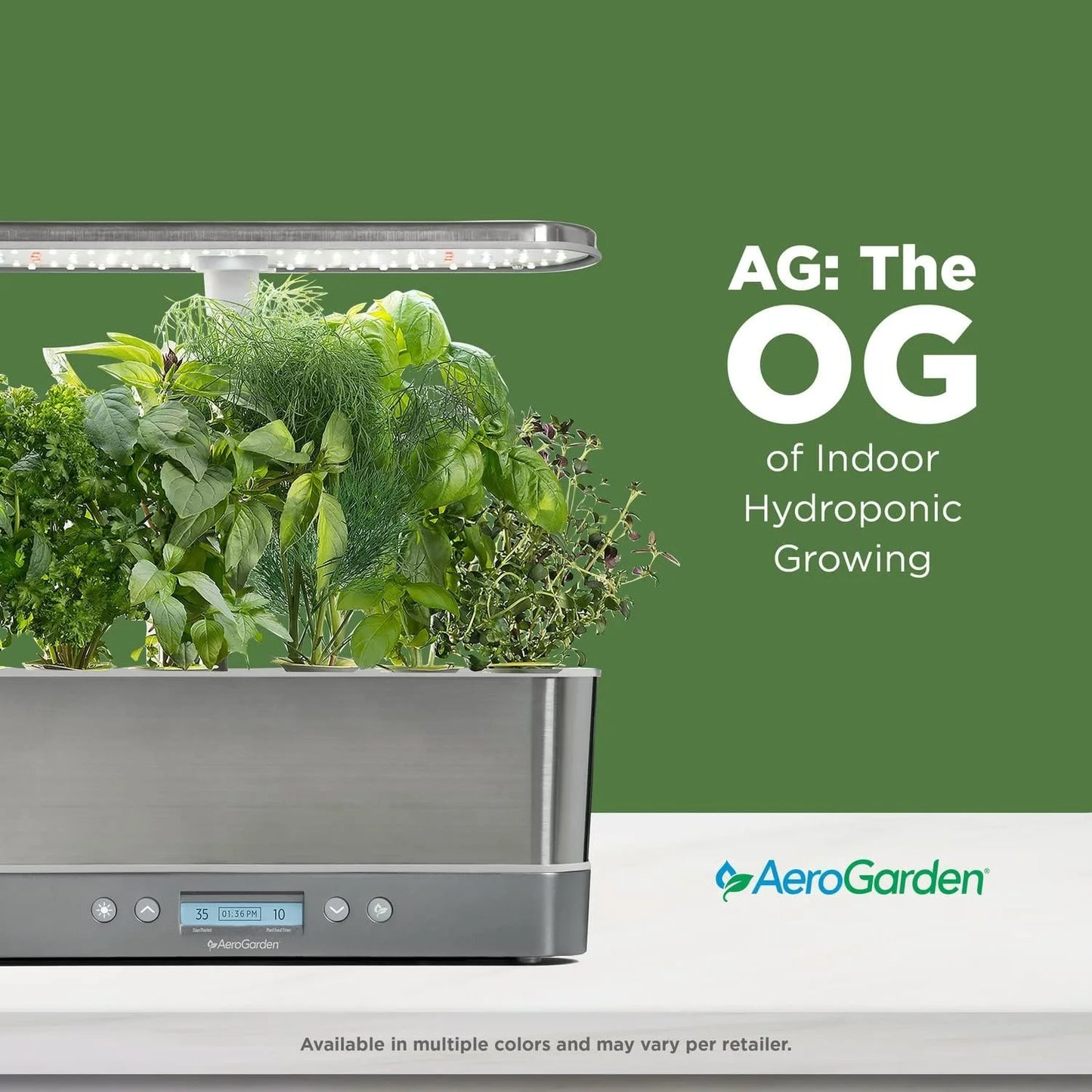 AeroGarden Harvest Elite Indoor Garden Hydroponic System with LED Grow Light and Seed Kit, Holds up to 6 Pods, Stainless Steel(Platinum)