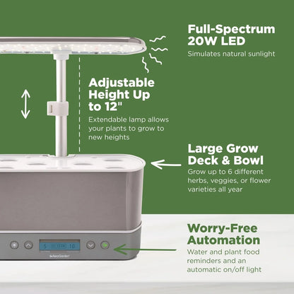 AeroGarden Harvest Elite Indoor Garden Hydroponic System with LED Grow Light and Seed Kit, Holds up to 6 Pods, Stainless Steel(Stainless Steel)