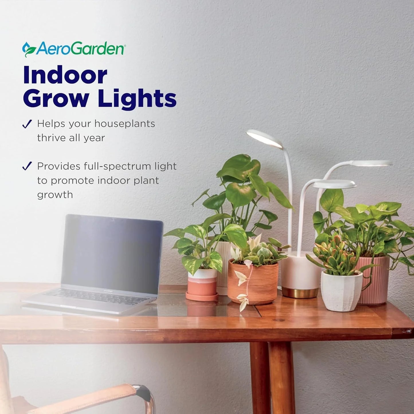 AeroGarden Trio Grow Light for Indoor Plants, Grow Live Plants Anywhere in The Home, Adjustable Light Modes, Cream(Cream)
