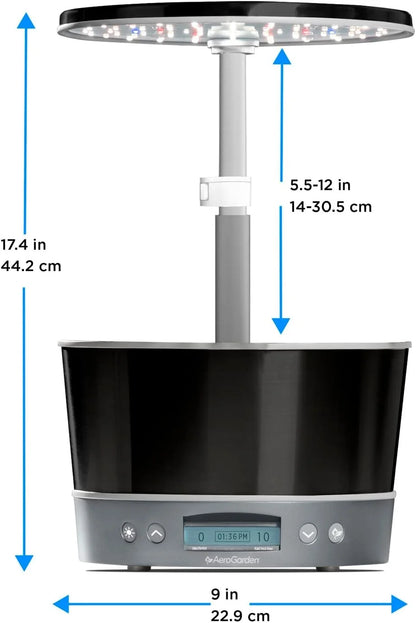 AeroGarden Harvest Elite 360 Indoor Garden Hydroponic System with LED Grow Light and Herb Kit, Holds up to 6 Pods, Platinum(Platinum)