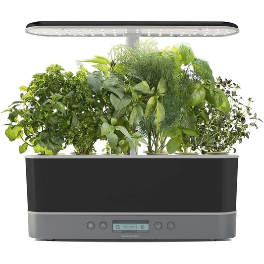 AeroGarden Harvest Elite Indoor Garden Hydroponic System with LED Grow Light and Seed Kit, Holds up to 6 Pods, Stainless Steel(Platinum)