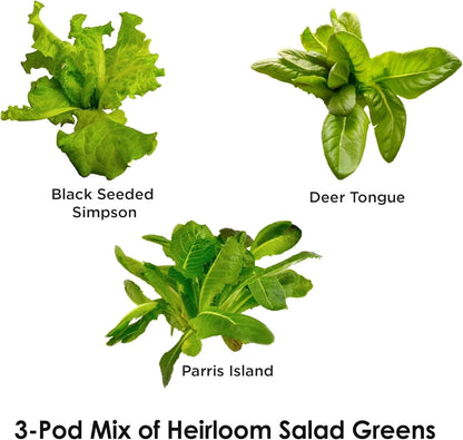 AeroGarden Heirloom Salad Greens Mix Seed Pod Kit – Salad Kit for AeroGarden Indoor Garden, 9-Pod(3-pod)