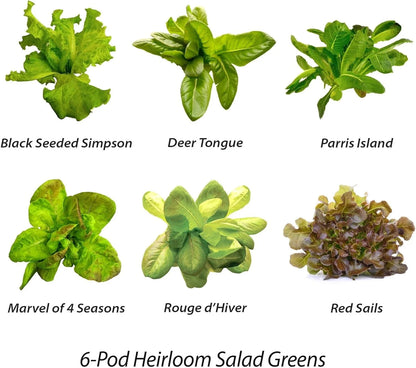 AeroGarden Heirloom Salad Greens Mix Seed Pod Kit – Salad Kit for AeroGarden Indoor Garden, 9-Pod(6-pod)