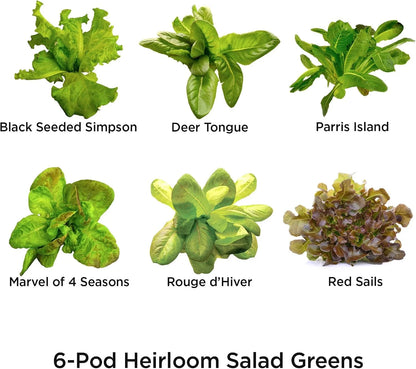 AeroGarden Harvest Elite LED Grow Light System Kit + Heirloom Salad Greens Mix Seed Pod Kit