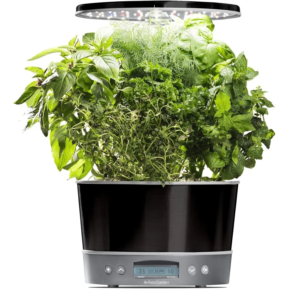 AeroGarden Harvest Elite 360 Indoor Garden Hydroponic System with LED Grow Light and Herb Kit, Holds up to 6 Pods, Platinum(Platinum)