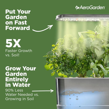 AeroGarden Harvest Elite Indoor Garden Hydroponic System with LED Grow Light and Seed Kit, Holds up to 6 Pods, Stainless Steel(Platinum)
