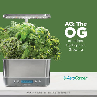 AeroGarden Harvest Elite Indoor Garden Hydroponic System with LED Grow Light and Seed Kit, Holds up to 6 Pods, Stainless Steel(Stainless Steel)