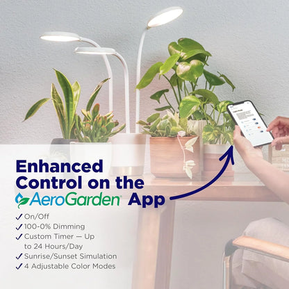 AeroGarden Trio Grow Light for Indoor Plants, Grow Live Plants Anywhere in The Home, Adjustable Light Modes, Cream(Cream)