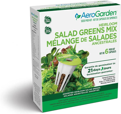 AeroGarden Heirloom Salad Greens Mix Seed Pod Kit – Salad Kit for AeroGarden Indoor Garden, 9-Pod(6-pod)