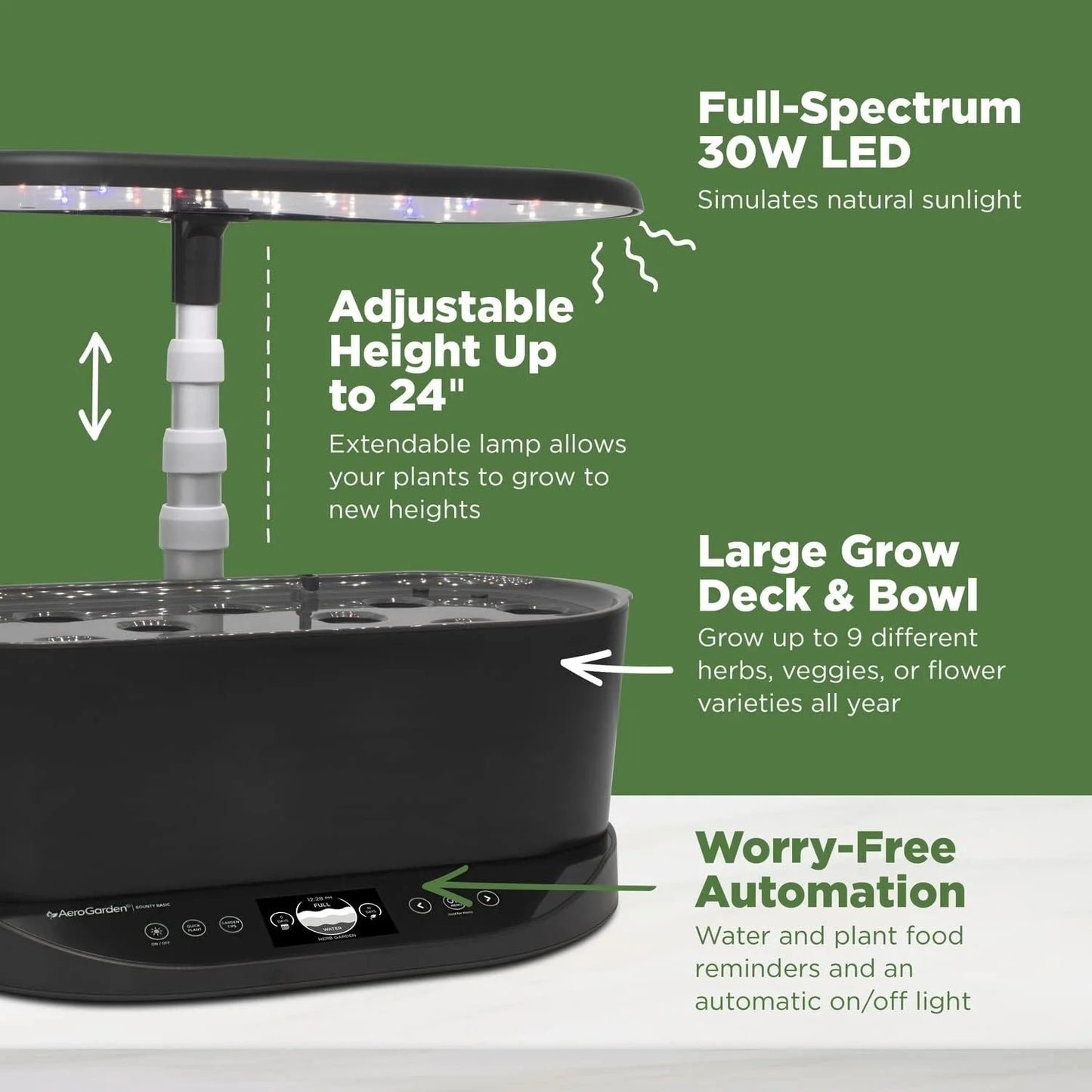 AeroGarden Bounty Basic – Indoor Garden with LED Grow Light, Black(Black)