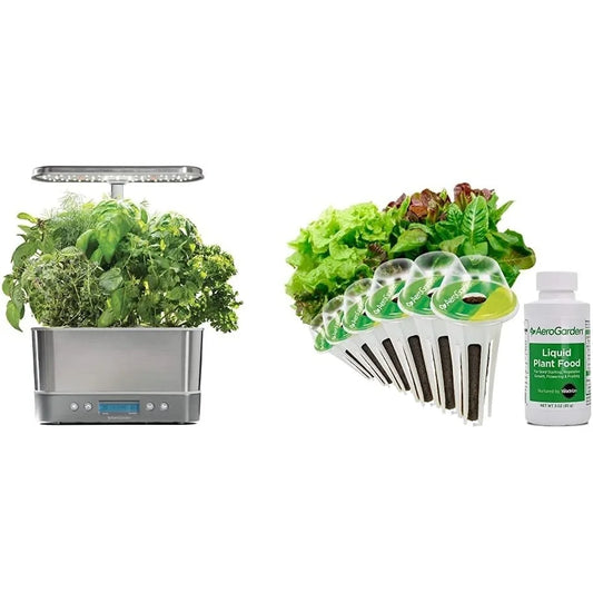 AeroGarden Harvest Elite LED Grow Light System Kit + Heirloom Salad Greens Mix Seed Pod Kit