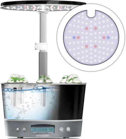 AeroGarden Harvest Elite 360 Indoor Garden Hydroponic System with LED Grow Light and Herb Kit, Holds up to 6 Pods, Platinum(Platinum)