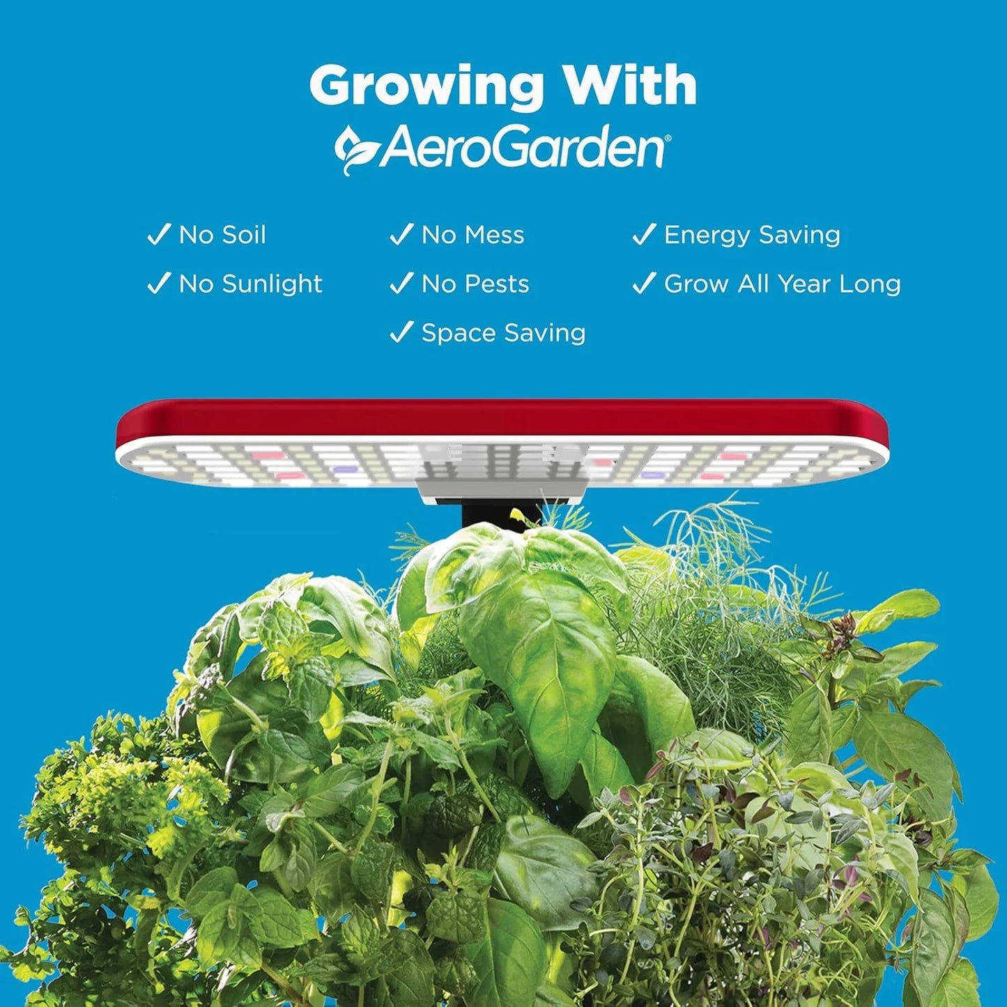 AeroGarden Harvest Lite in Mocha, Soil-Free Indoor Hydroponic Garden with LED Grow Light for Year-Round Gardening of up to 6 Herbs and Vegetables(Cherry Red)