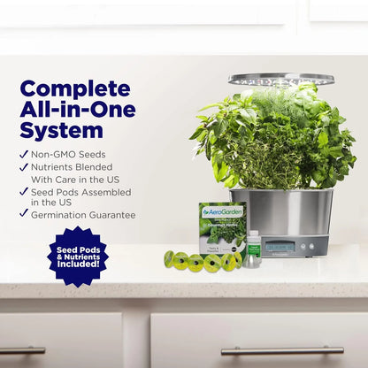 AeroGarden Harvest Elite 360 Indoor Garden Hydroponic System with LED Grow Light and Herb Kit, Holds up to 6 Pods, Platinum(White)