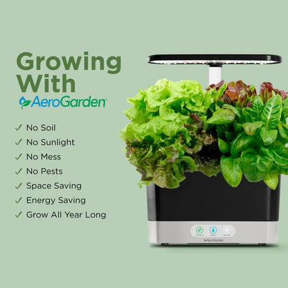 AeroGarden Harvest Lite in Mocha, Soil-Free Indoor Hydroponic Garden with LED Grow Light for Year-Round Gardening of up to 6 Herbs and Vegetables(Black)