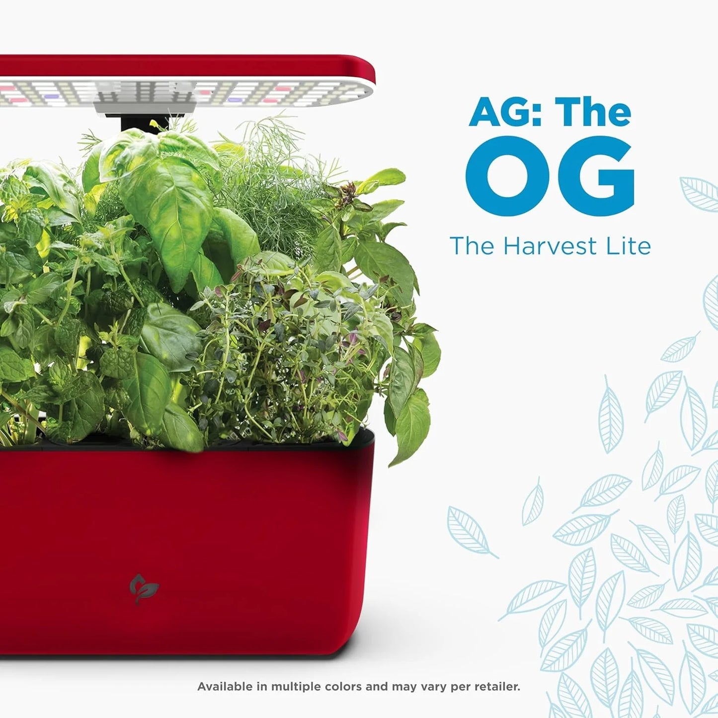 AeroGarden Harvest Lite in Mocha, Soil-Free Indoor Hydroponic Garden with LED Grow Light for Year-Round Gardening of up to 6 Herbs and Vegetables(Cherry Red)