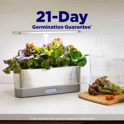AeroGarden Harvest Elite Indoor Garden Hydroponic System with LED Grow Light and Seed Kit, Holds up to 6 Pods, Stainless Steel(Platinum)