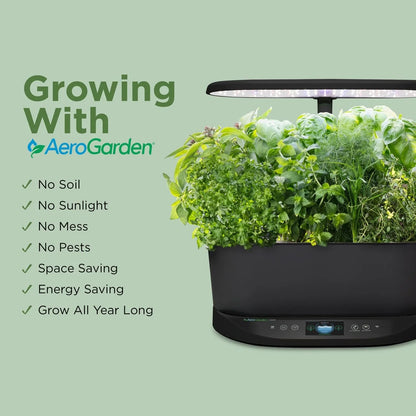 AeroGarden Bounty – Indoor Garden with LED Grow Light, WiFi and Alexa Compatible, Black