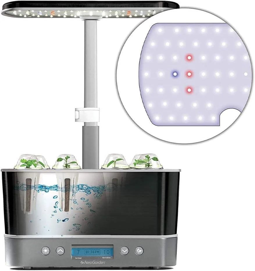 AeroGarden Harvest Elite Indoor Garden Hydroponic System with LED Grow Light and Seed Kit, Holds up to 6 Pods, Stainless Steel(Platinum)